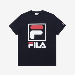 Fila Double Logo - Miesten Poolopaita - Laivastonsininen | FI-27523